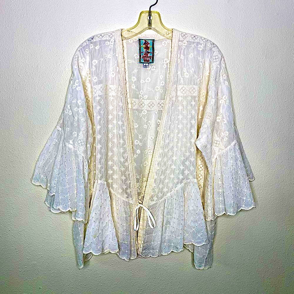 JOHNNY WAS Lacy Front-tie Top
